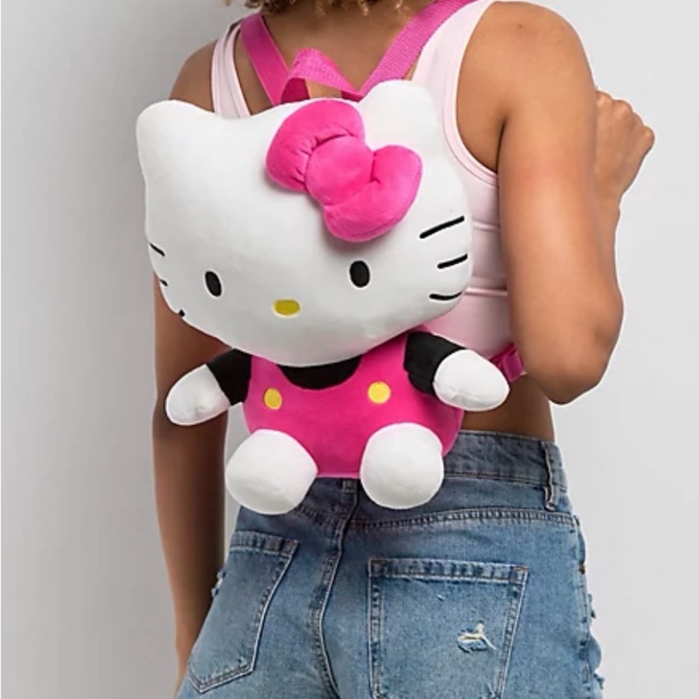 Hello Kitty Pink and White Plush Backpack